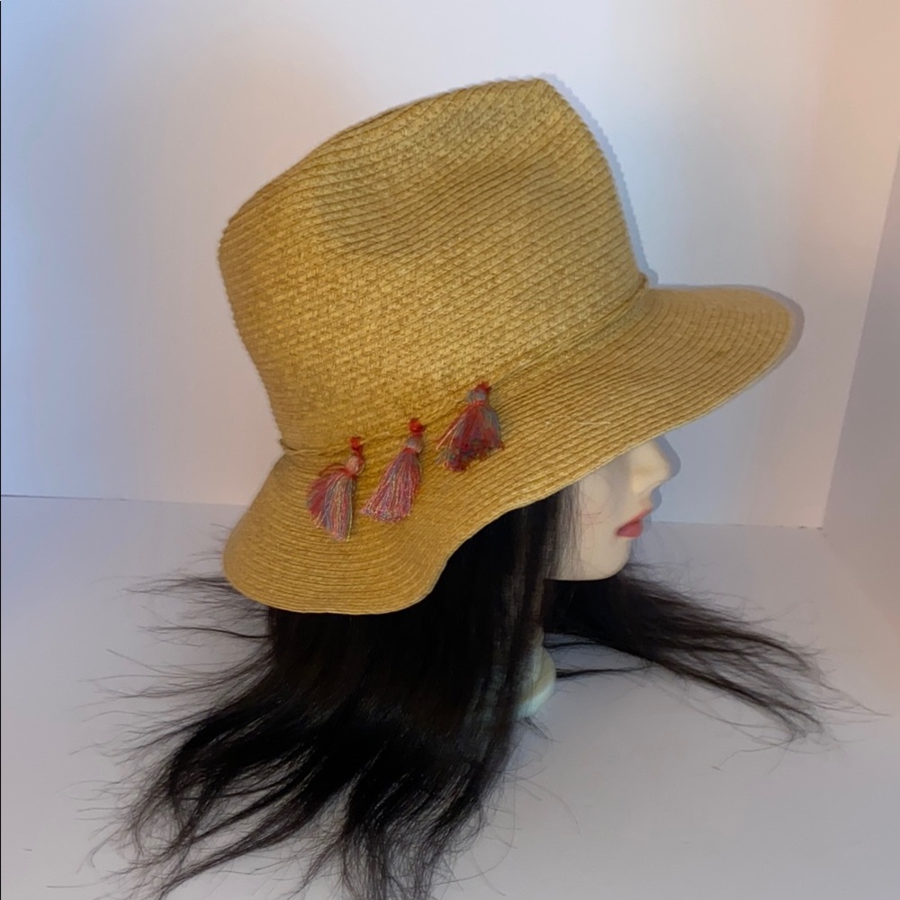 Funky Colorful Tassel Straw Unisex Fedora Red-Green-Yellow Hat